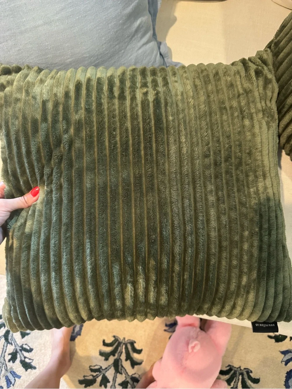 Olive Green Corduroy Throw Pillow Pair - Brand